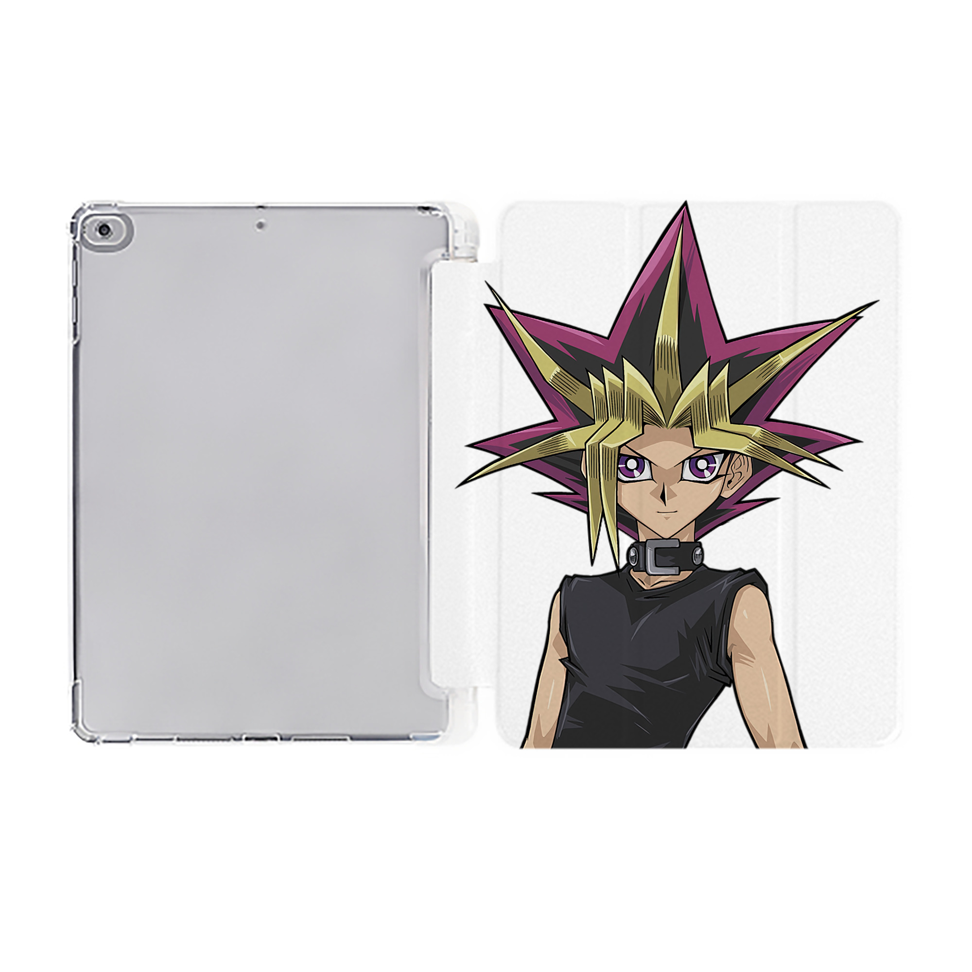 （画像用） 遊☆戯☆王 Yu-Gi-Oh! IPad ケース ペン収納付き 三つ折りスタンド PUレザー×シリコン 対応機種9.5/10.5/10.9インチ